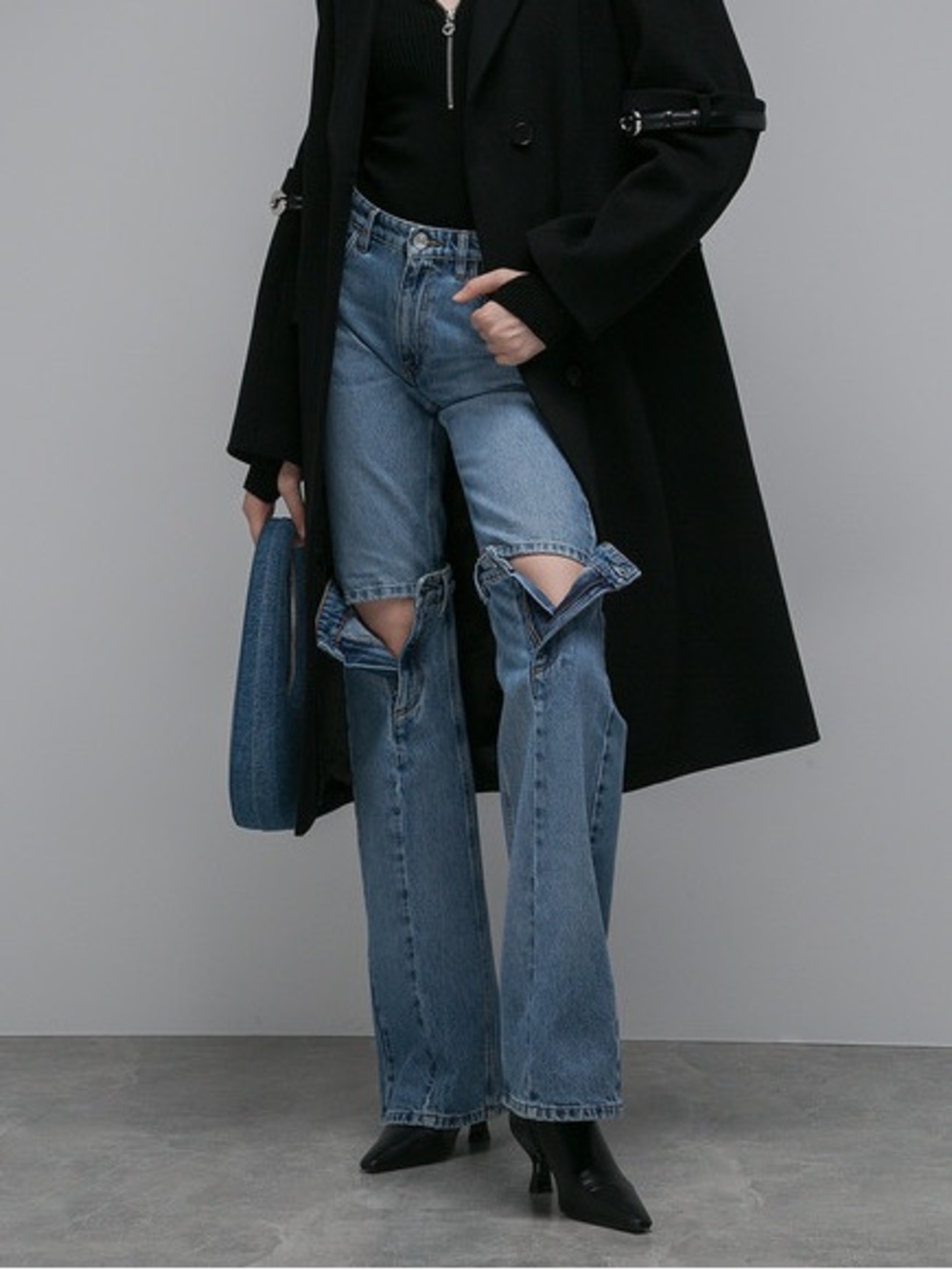Coperni Open Knee Flared Blue Jeans